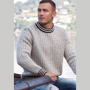 NORLENDER 100% Pure New Wool Island Fisherman’s Sweater Unisex MADE IN NORWAY M